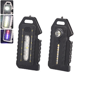 LED Small Flashlight 500Lumens Rechargeable Keychain Light Portable Pocket Light with Whistle Bottle Opener