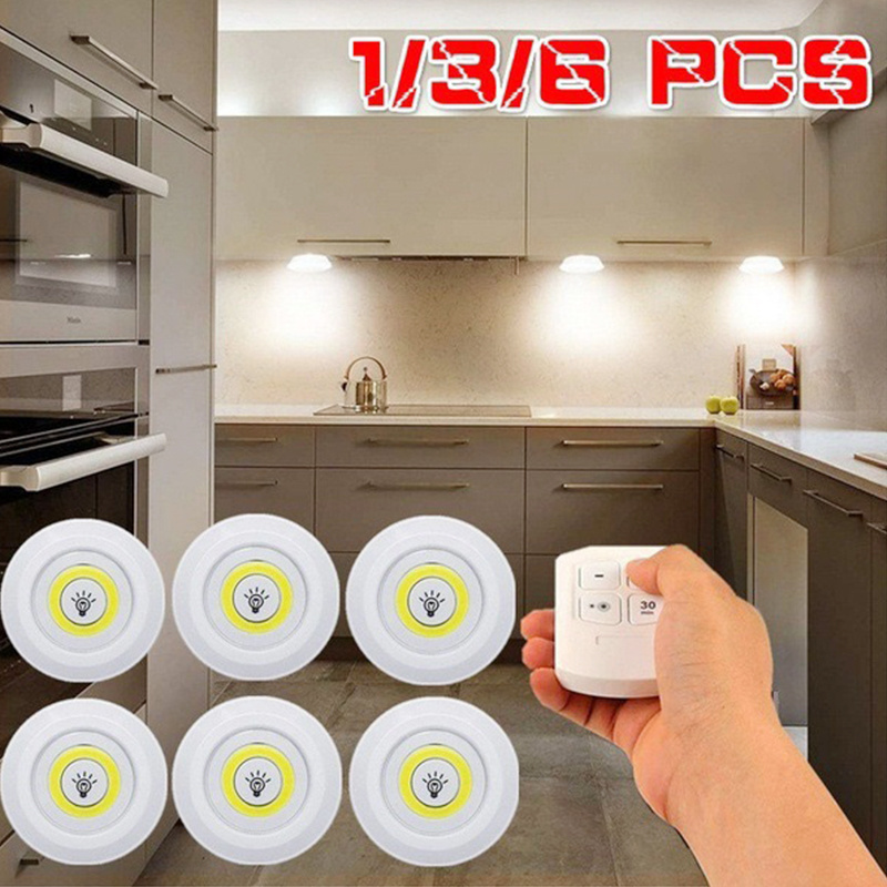 Super Bright Night Lamp Smart Home Light 1/3/6pcs Kitchen Wireless Remote Control Dimmable Under Led Cabinet Light