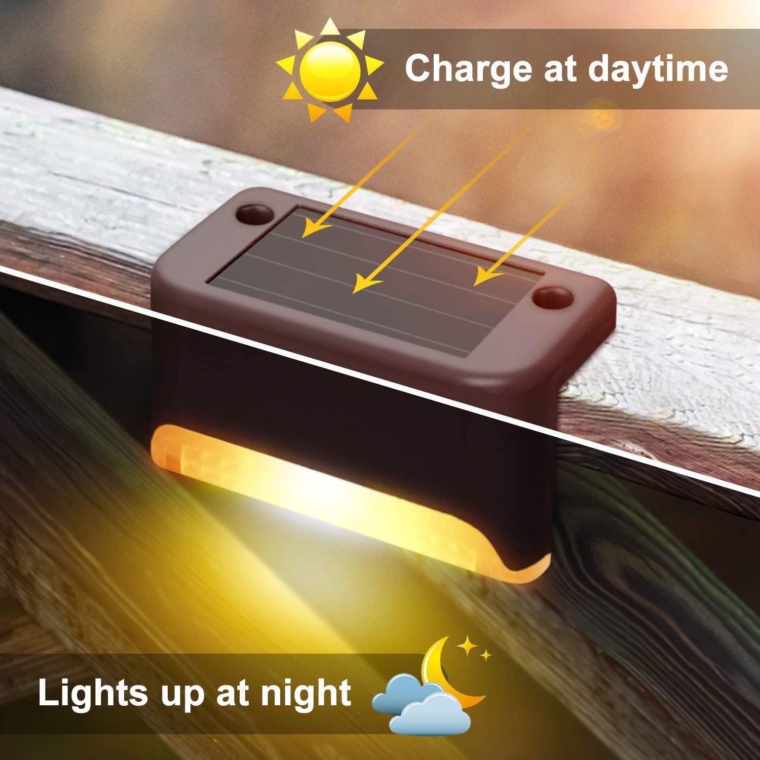 Solar Deck Lights Fence Post Outdoor Lights Waterproof Solar Step Lights for Pathway Patio Stairs Step and Fences