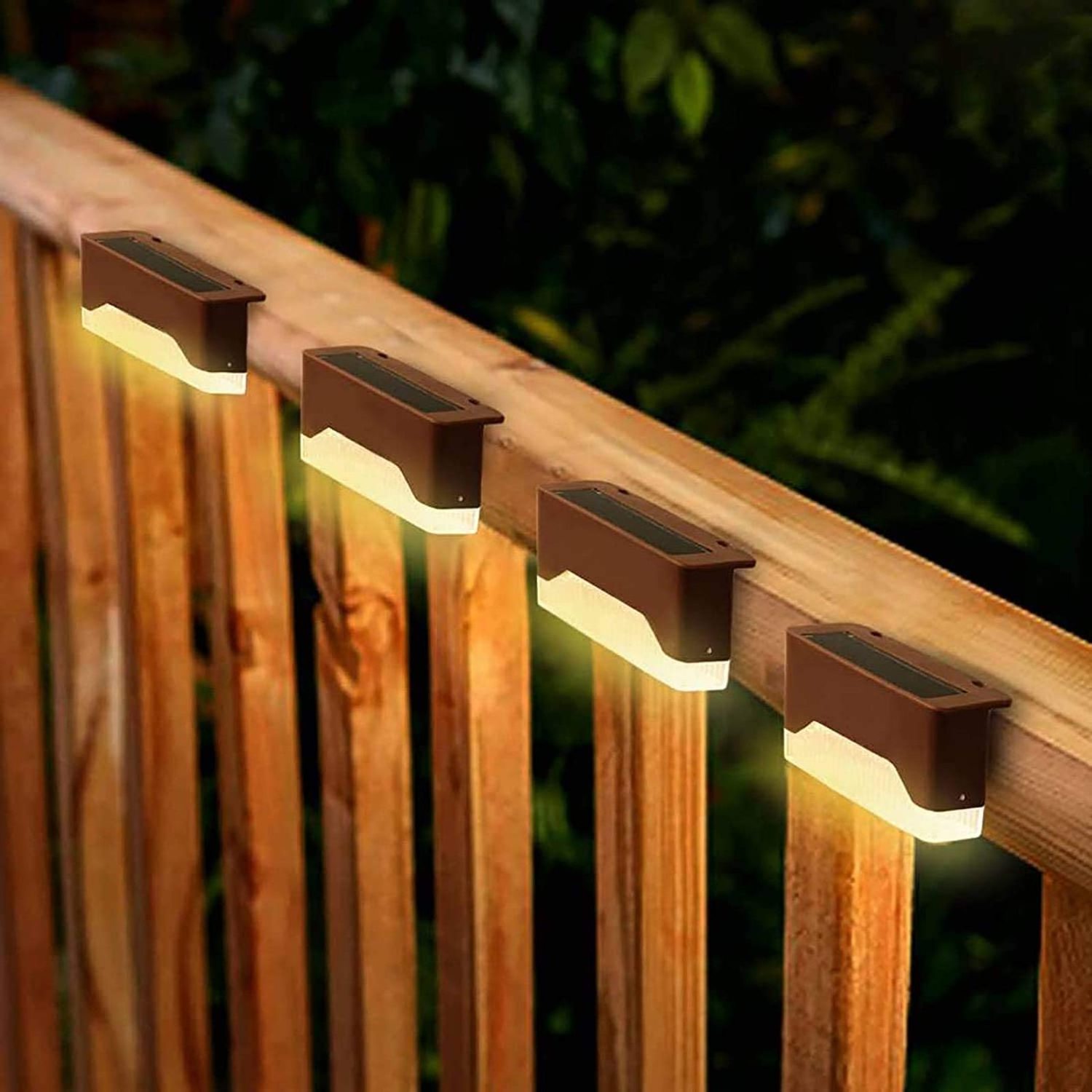 Solar Deck Lights Fence Post Outdoor Lights Waterproof Solar Step Lights for Pathway Patio Stairs Step and Fences