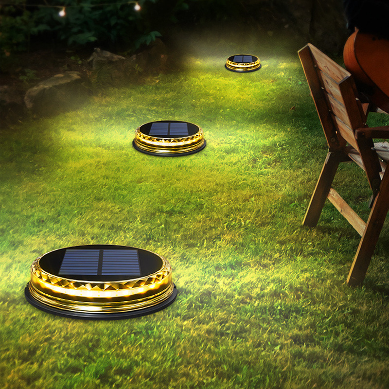 New Arrival Bright Warm White 8 Led Solar Disc Lights For Outdoor Yard Lawn Trees Pathway