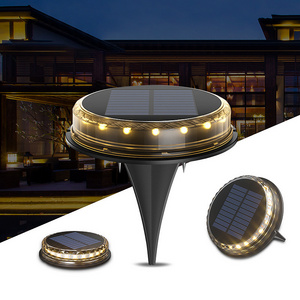 New Arrival Bright Warm White 8 Led Solar Disc Lights For Outdoor Yard Lawn Trees Pathway