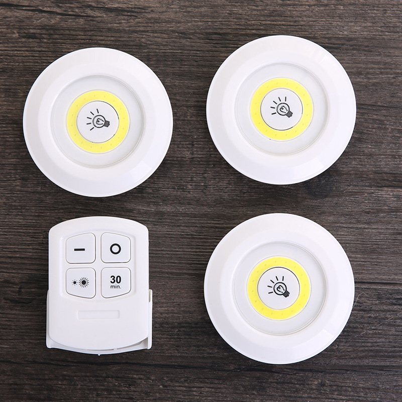 3 Pack Ultra Bright Cabinet Led Puck Light 250 Lumen Battery Powered Wireless Cob Closet Night Light with Remote Control