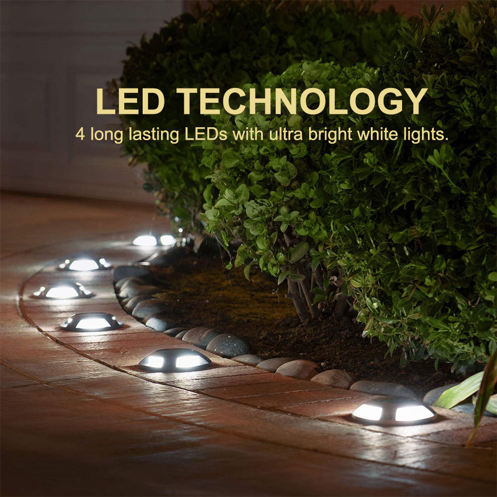 Step Sidewalk Stair Ground Pathway Decks Outdoor Waterproof Security Solar Garden Lights Round Led