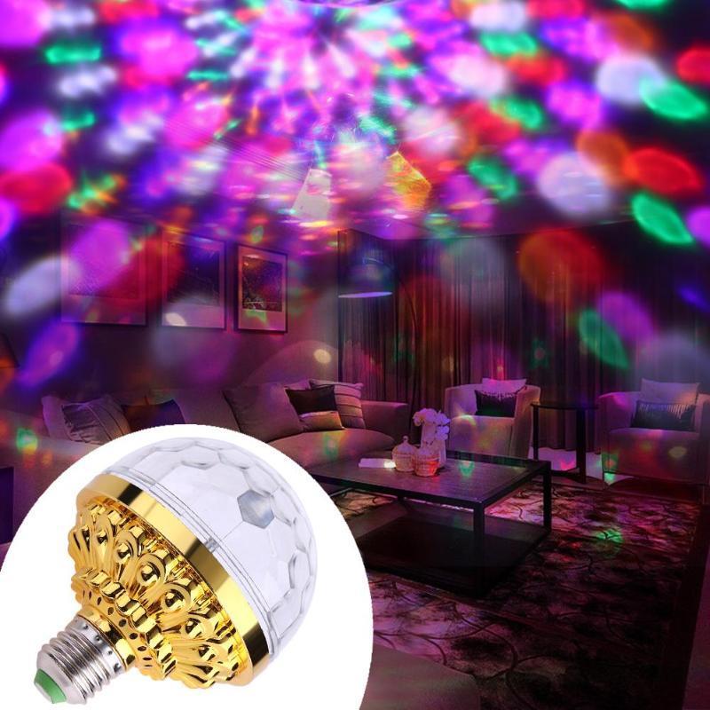 6W LED RGB Stage Light Bulb E27 LED Crystal Magic Ball Mini Rotating Disco Party DJ Effect Ball Projector Lights Bulb