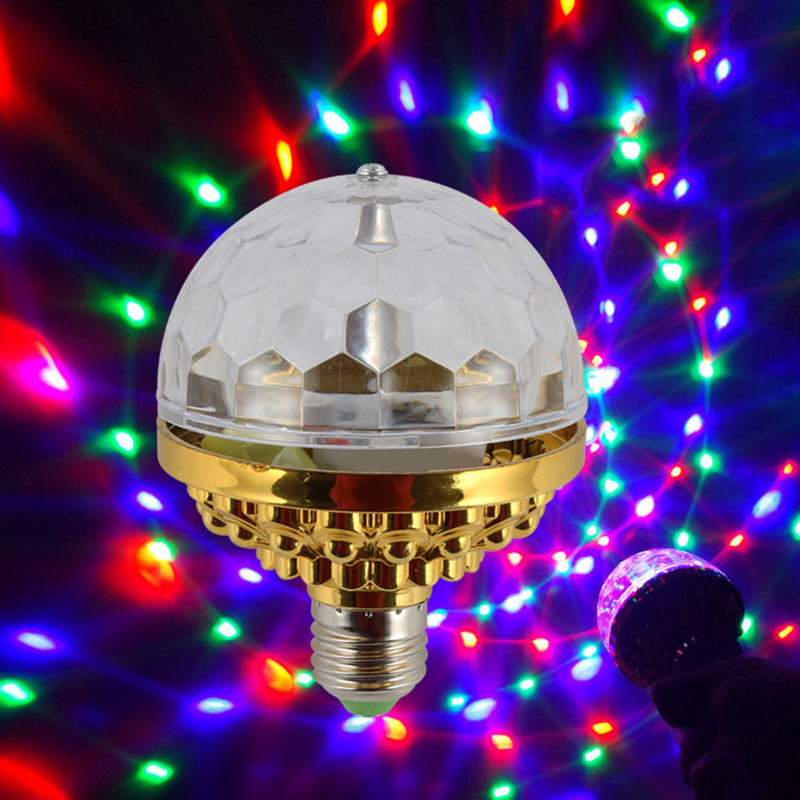 6W LED RGB Stage Light Bulb E27 LED Crystal Magic Ball Mini Rotating Disco Party DJ Effect Ball Projector Lights Bulb