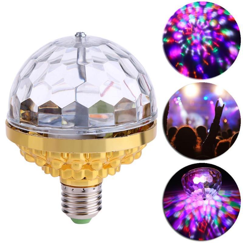 6W LED RGB Stage Light Bulb E27 LED Crystal Magic Ball Mini Rotating Disco Party DJ Effect Ball Projector Lights Bulb