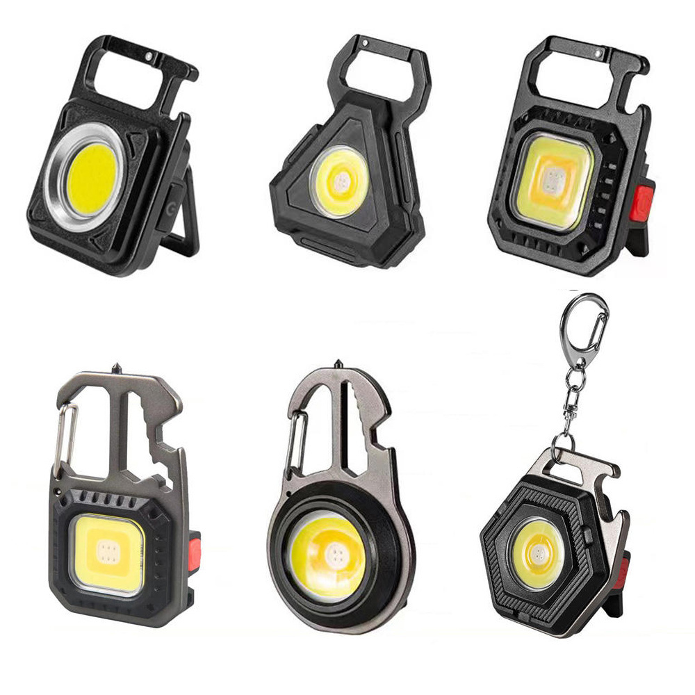 Rechargeable Mini Flashlight 3 Light Modes Portable COB Keychain Light With Hook Magnet Base Bottle Opener