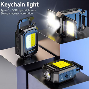 Type-c Charging Portable COB Keychain Light Dual Light Source Magnetic Work Light Aluminum Mini Flashlight