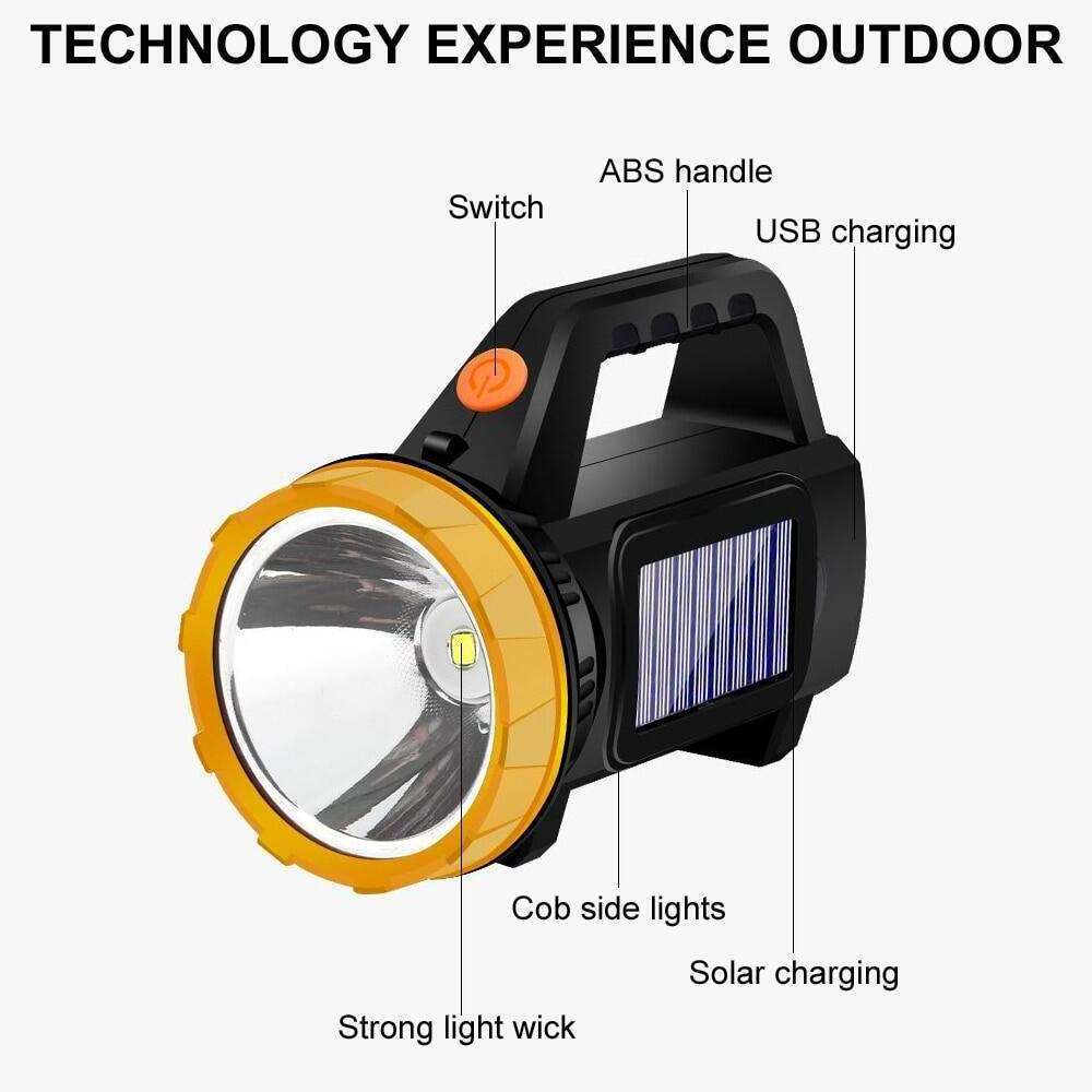 Portable High Power Ipx6 Waterproof Abs Plastic Small Rechargeable Led Solar Emergency Light For Outdoor