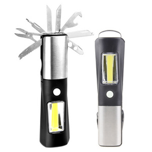 8 In 1 Multi-tools Led Work Torch Light Stainless Steel Pocket Knife Tool Outdoor Multifunction Emergency Flashlight