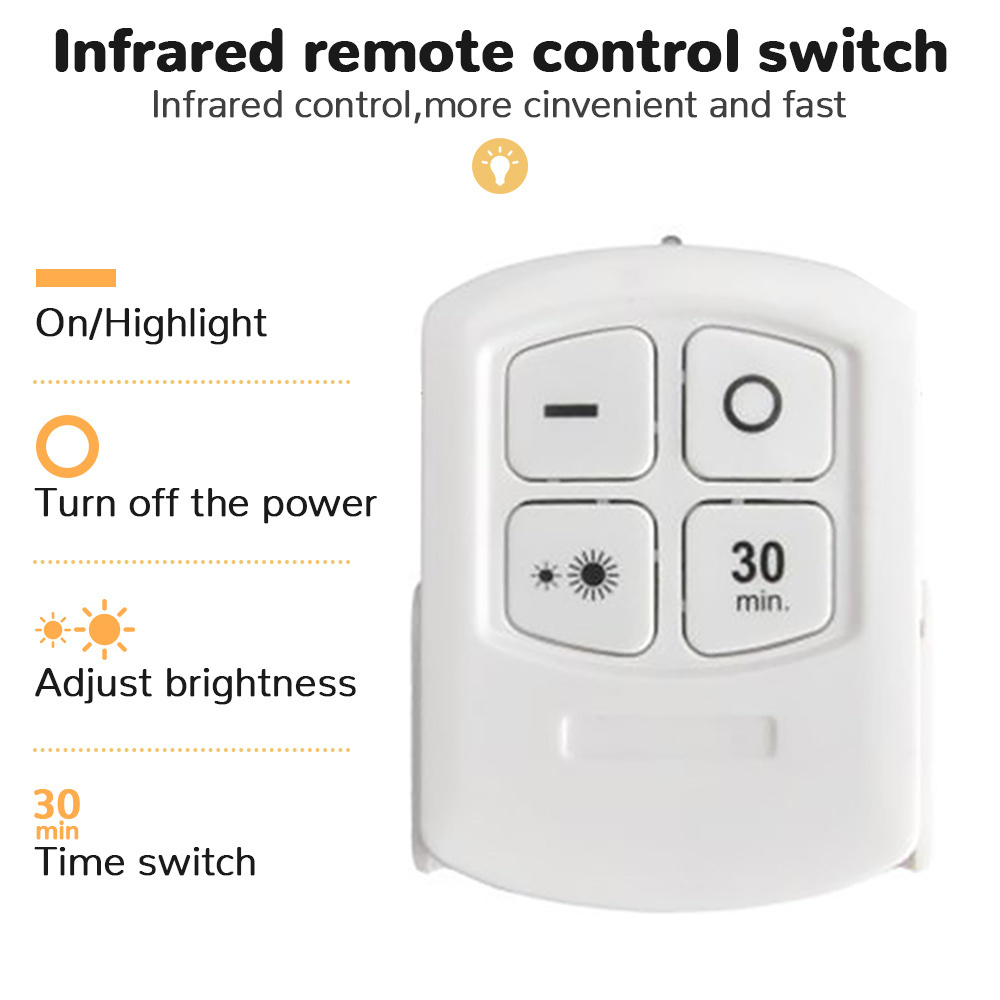 4 Inch Battery Operated Adjustable Brightness Timer Small Puck Night Light With Remote Controller