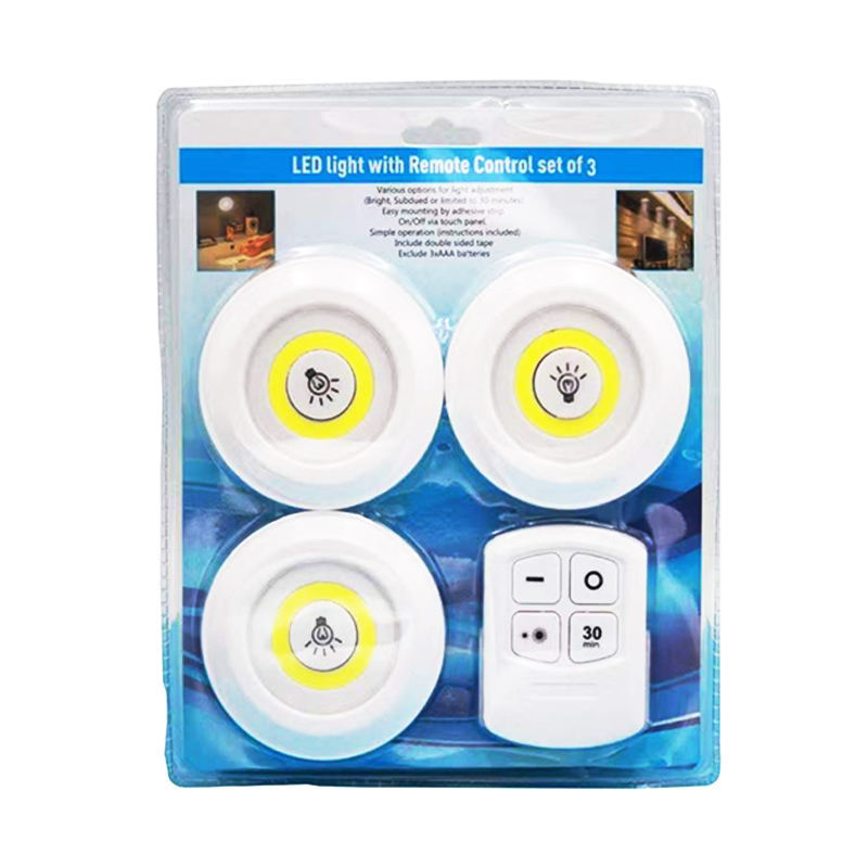 4 Inch Battery Operated Adjustable Brightness Timer Small Puck Night Light With Remote Controller