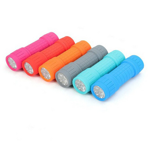 pocket mini torch light rubber plastic 9 led mini flashlight