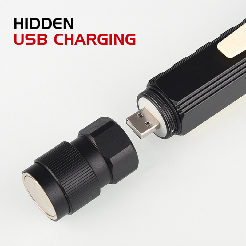 Aluminum Headlamp Flashlight 90 Degree Rotatable Head Usb Charging Outdoor COB Led Work Torch Light