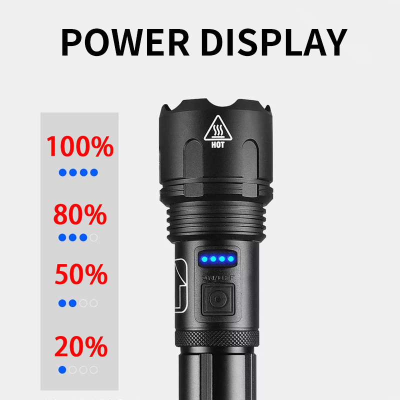 1000 Lumen XHP50 Led Flashlight Torch USB Rechargeable Aluminum Zoomable Flashlight