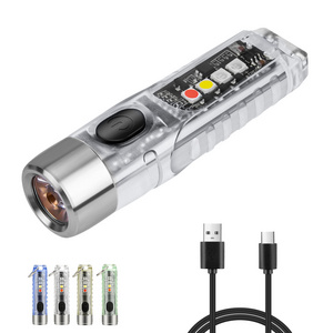 Mini Flashlight 400 Lumen LED Strong Light 10 Mode Lighting USB Rechargeable Pocket Flashlight with Keychain