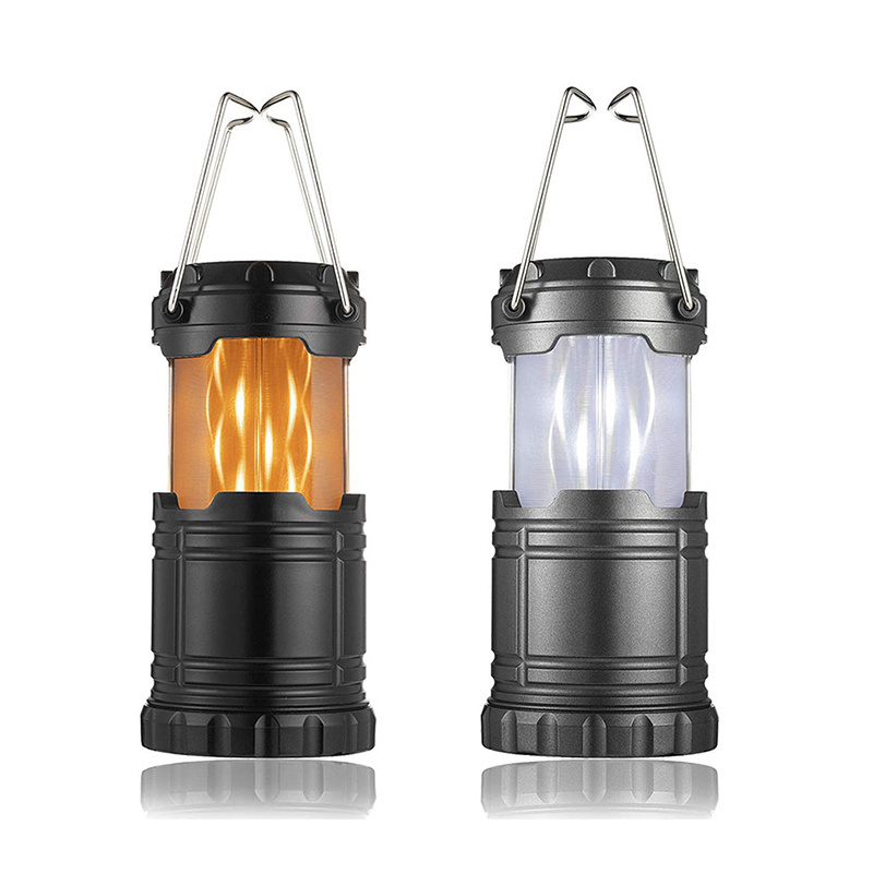 2 In 1 Retractable Portable Outdoor Light Flickering Flames Led Lantern Handheld Hanging Camping Light