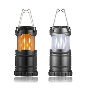 2 In 1 Retractable Portable Outdoor Light Flickering Flames Led Lantern Handheld Hanging Camping Light