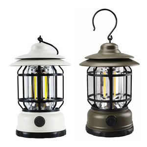 Hot Selling Outdoor Multi-function Retro Lantern Rechargeable Portable Light Vintage Camping Light