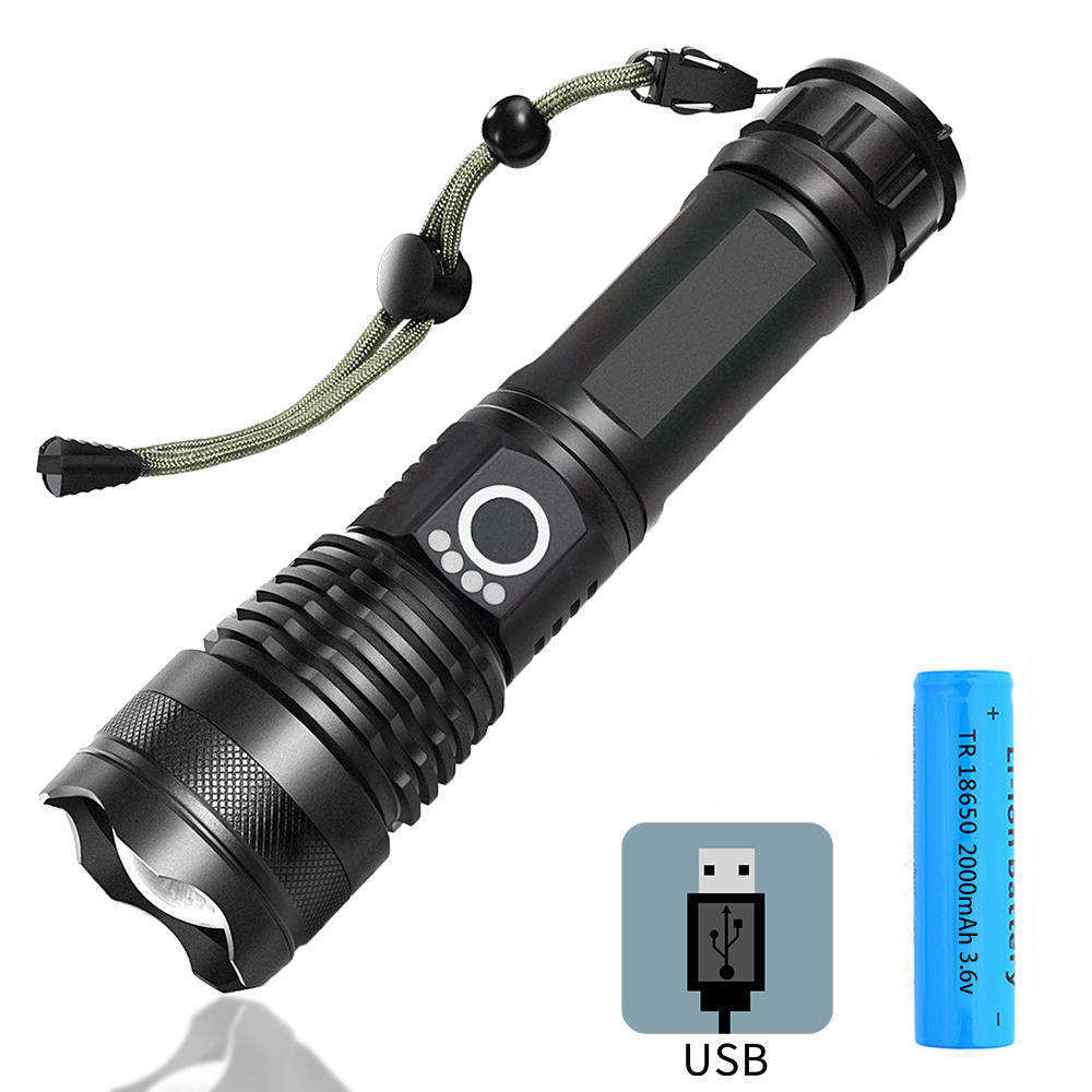 High Power P50 Flashlight Torches 1000 lumen Zoomable Flashlight xhp50 Outdoor Waterproof Rechargeable Led Tactical Flashlight