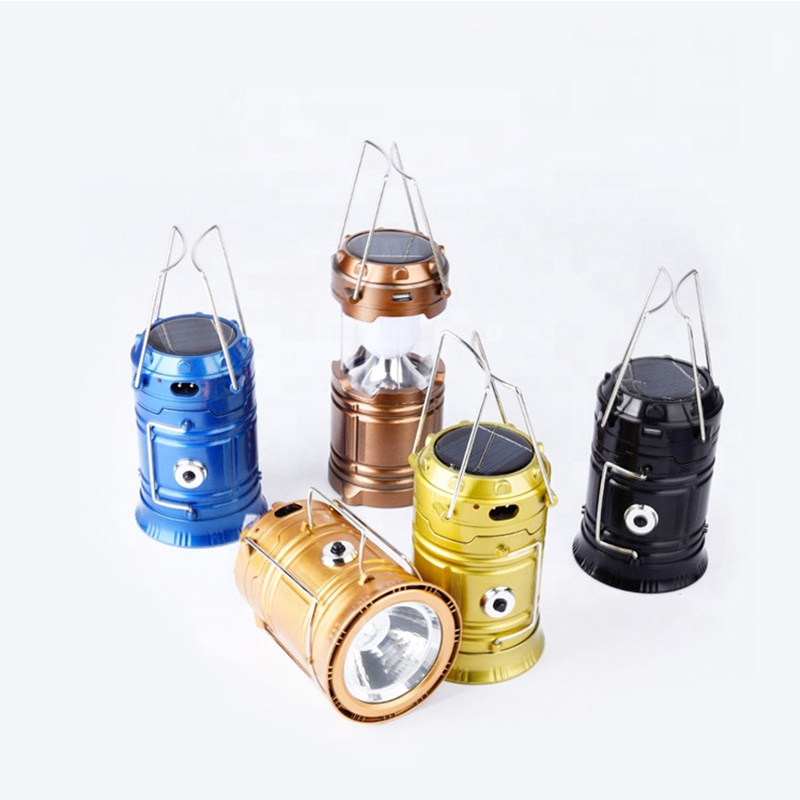 Collapsible Portable LED Camping Lantern Telescopic Outdoor Tent Lamp USB Solar Camping Lantern