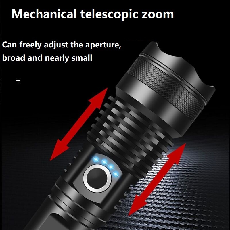 3000 lumen Zoomable Xhp50 Led 5 Modes 18650 Usb Charging Handheld Led Tactical Flashlight