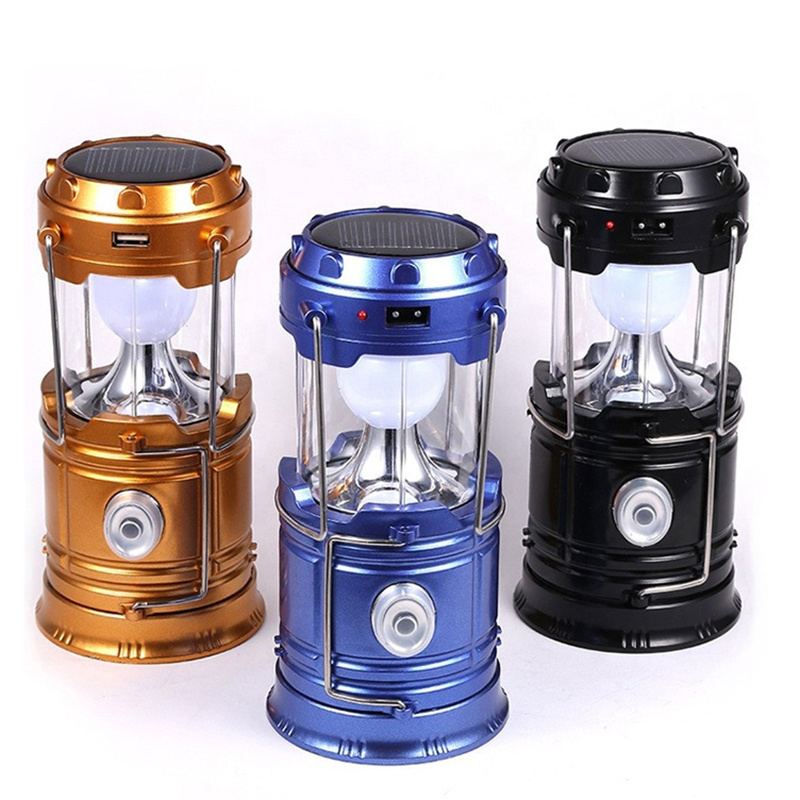 Collapsible Portable LED Camping Lantern Telescopic Outdoor Tent Lamp USB Solar Camping Lantern