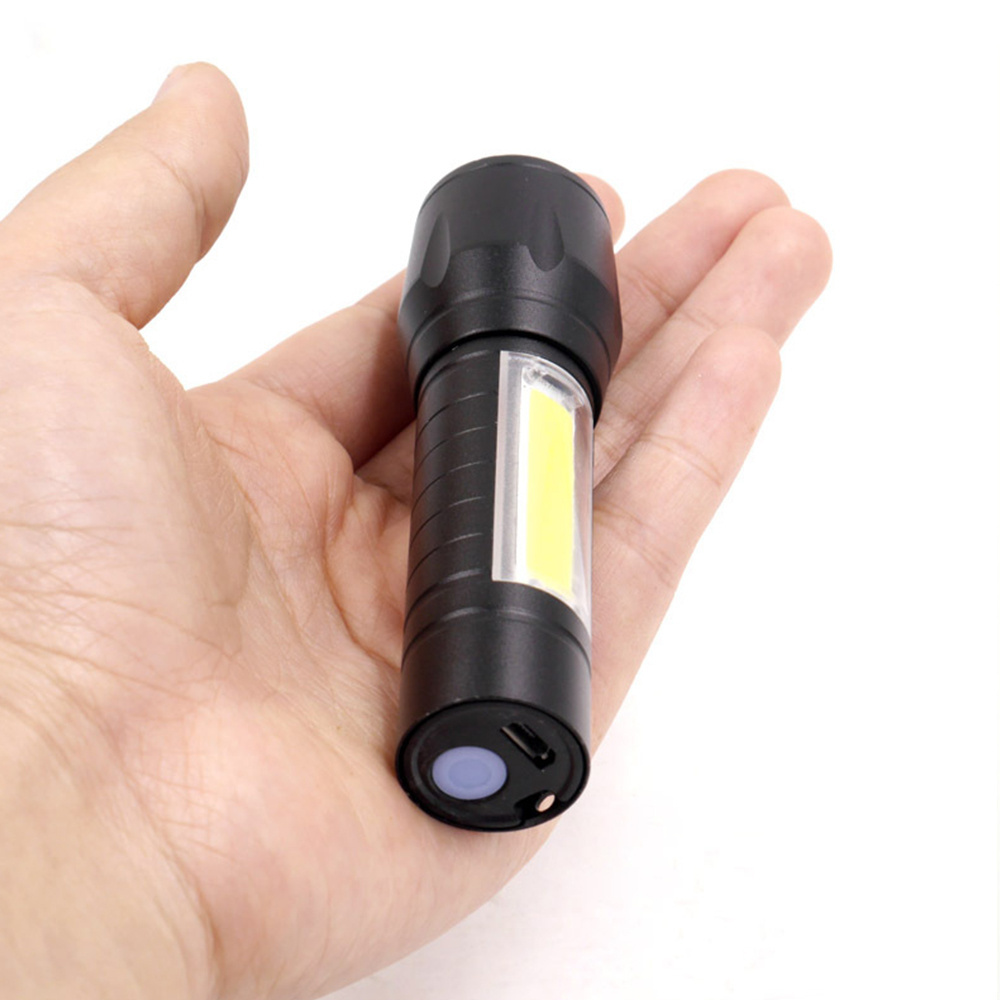 Aluminum Mini Pocket COB Torch Light Small LED Zoom Tactical Flashlight With 14500 Rechargeable Battery