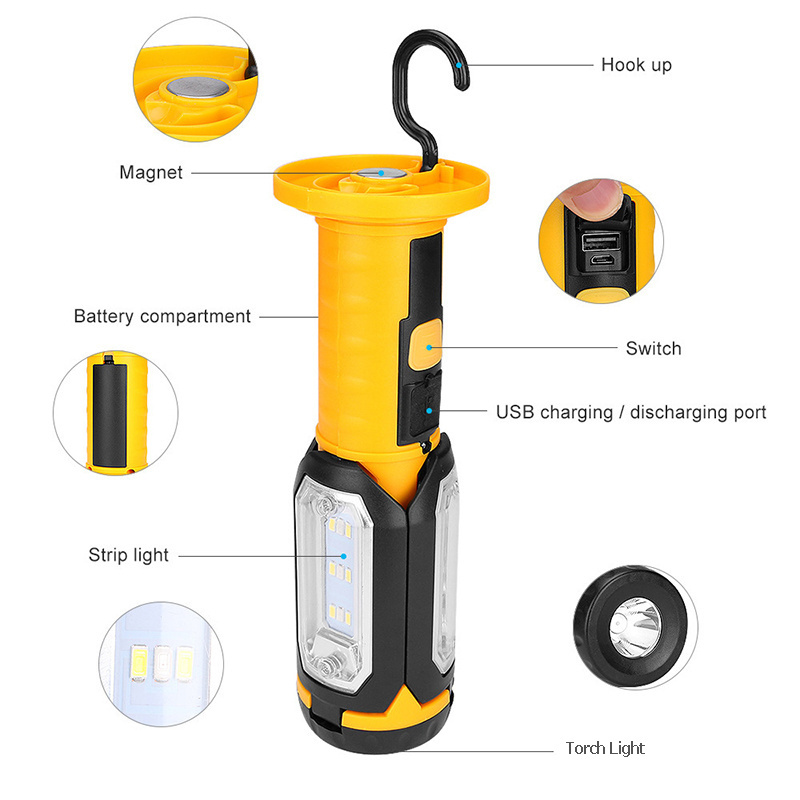 Outdoor Lighting Emergency Lamp 3-leaf Foldable Battery Powered 360 Degree Adjustable Led Work Repair Light