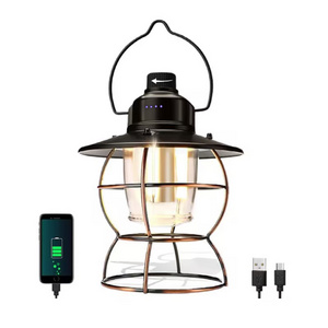 Hot Sale Vintage Outdoor Lantern Can be Hanging Tent Rechargeable Led Camping Light with Emergency Power Bank