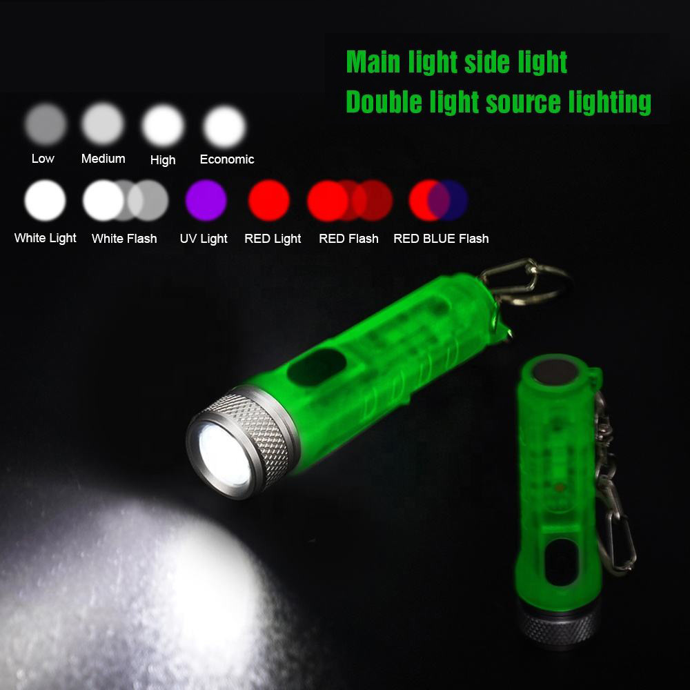 LED Keychain Flashlight Small Size Portable USB Rechargeable Magnetic Mini Flashlight with 10 light modes