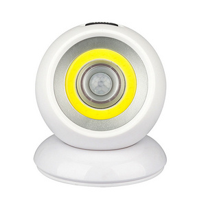 Indoor Wireless PIR Induction Closet Lamp Dry Battery Powered Round Motion Sensor COB Led Night Light