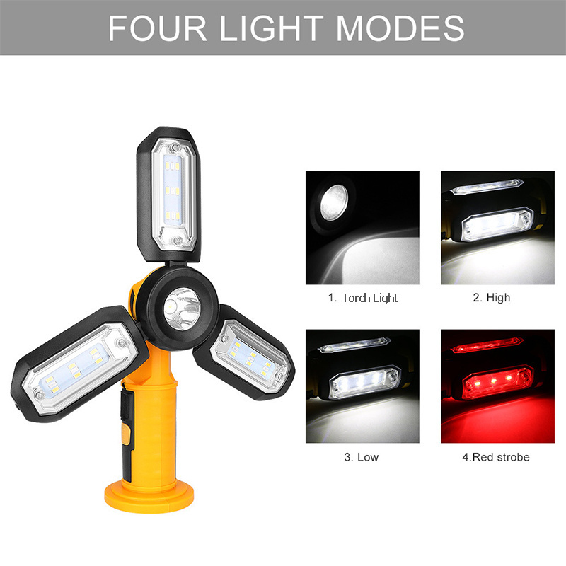 Outdoor Lighting Emergency Lamp 3-leaf Foldable Battery Powered 360 Degree Adjustable Led Work Repair Light