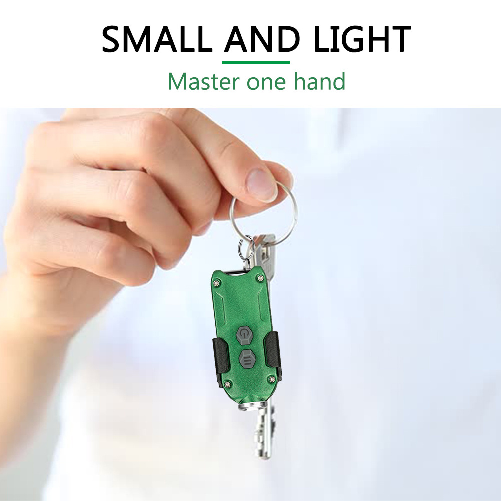 Pocket Mini Flashlight Dual Switch LED Backpack Light Torch USB Rechargeable Keychain Lamp