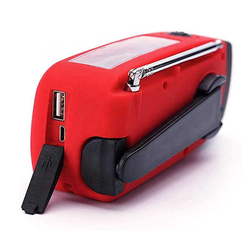 emergency hand crank self powered am/fm solar weather radio with led flashlight 1000mah power bank for iphone