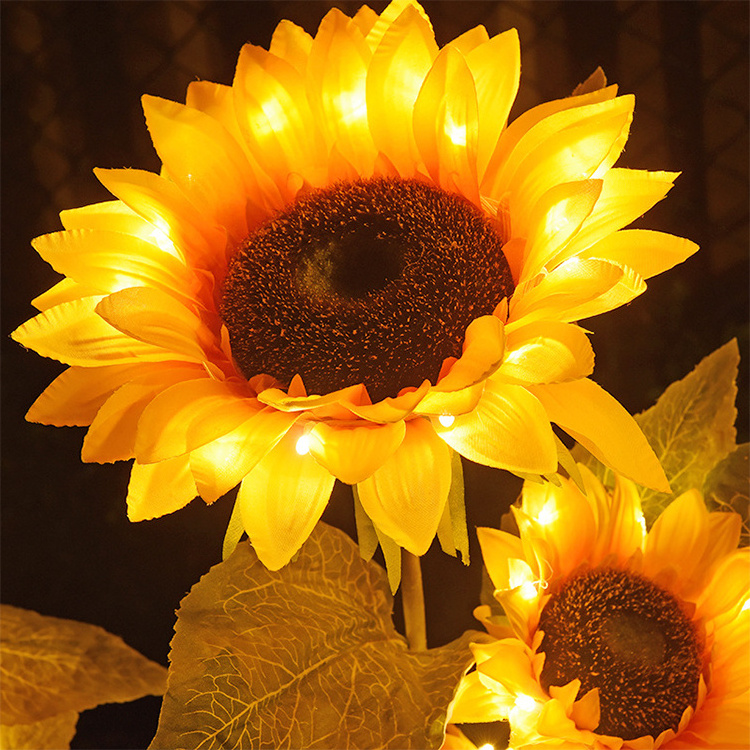 Upgrade 3 Sunflower Solar Lights Solar Flowers Stakes Lights for for Patio Porch Backyard Cemetery Memorial Decoration