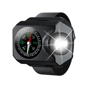 Portable LED wristwatch flashlight with compass led running gear rechargeable headlamp running lamp wrist light