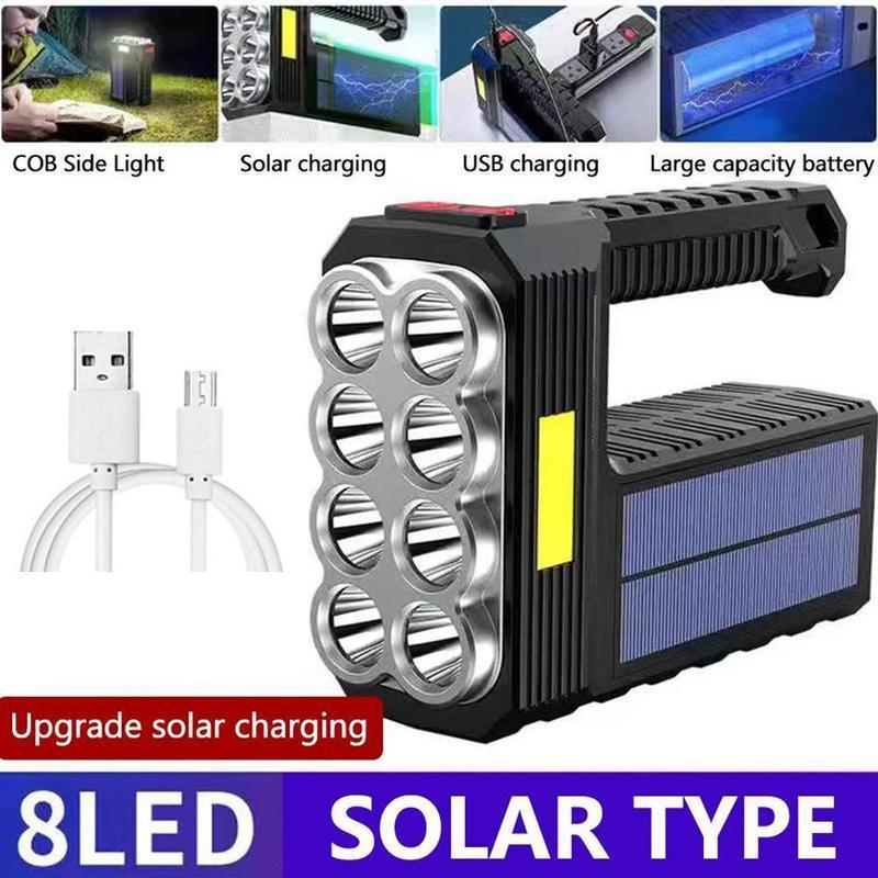 Multifunctional Torch Flash Light Handheld Searchlight Lamp Rechargeable COB Led Solar Flashlight