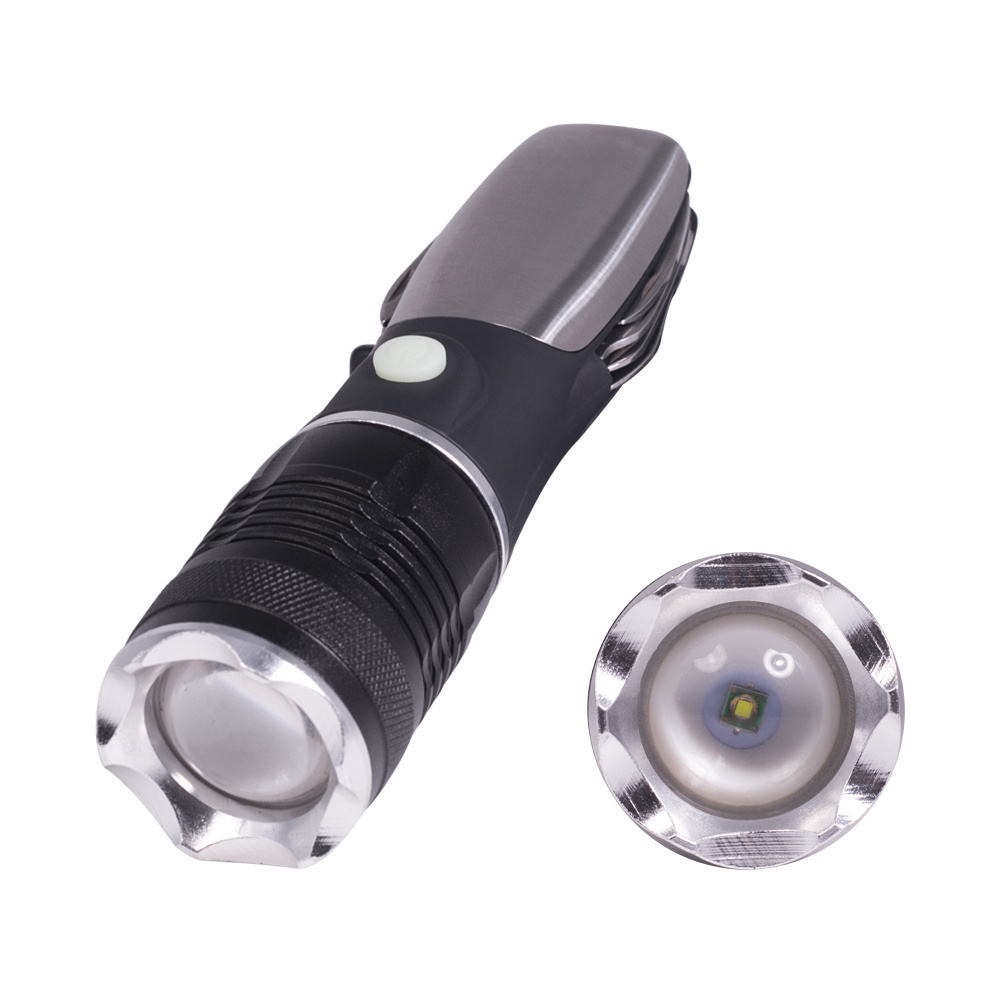 All In 1 Survival Tools Led Tactical Torch Light Multi Function Led Flashlight For Cars Emergency And Camping