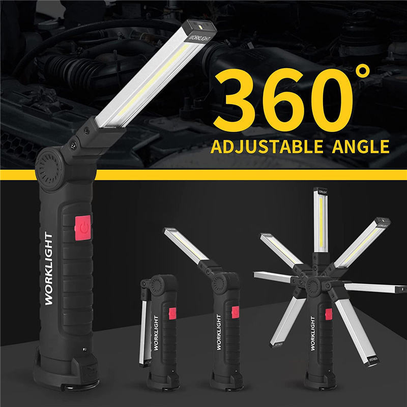 COB Work Flashlight Portable Rechargeable LED Work Lights with Magnetic Base 360 Rotation for Repairs Outdoors