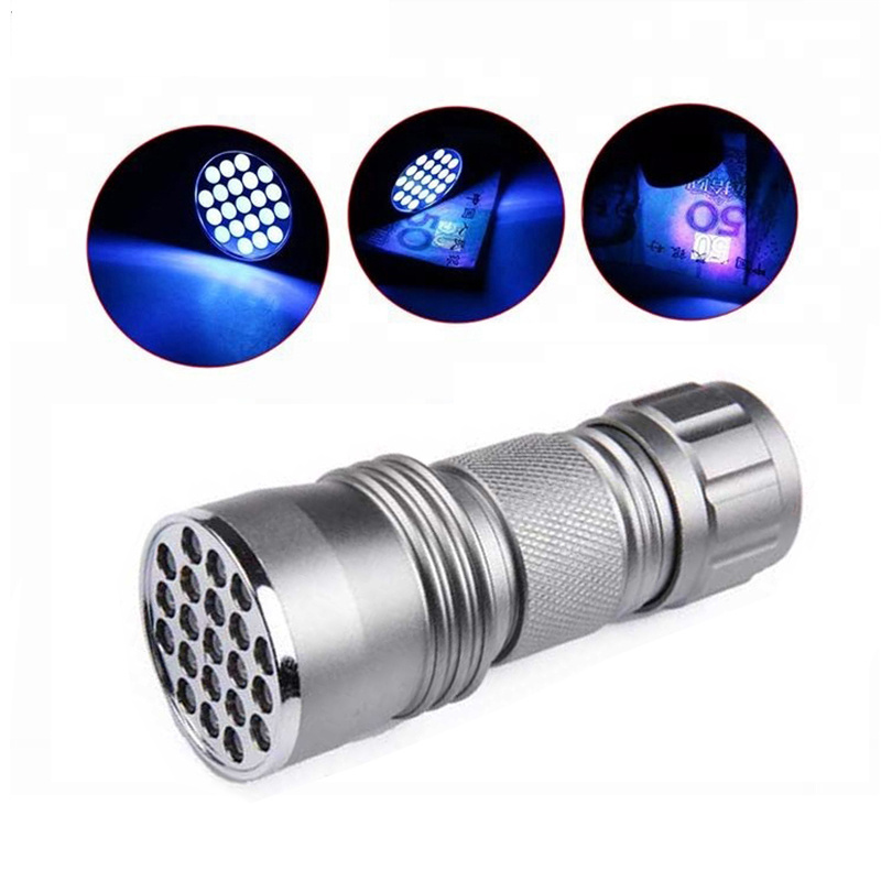 Battery Powered 21 Led UV 365nm 395nm Black Light 3W Ultra Violet Flashlight For Cat Urine Detector