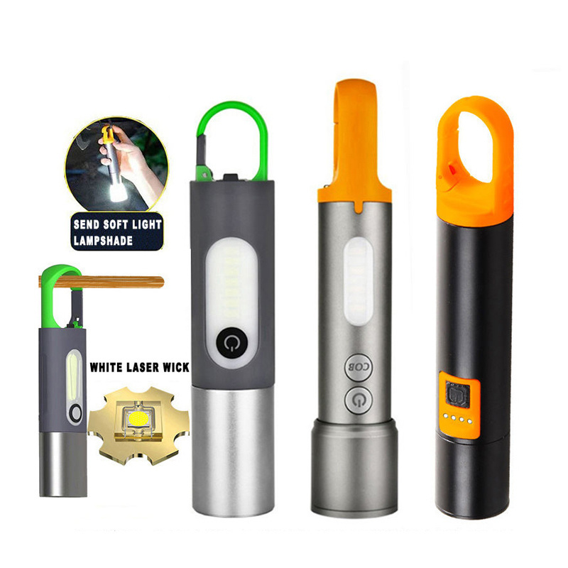 Powerful Outdoor Colorful Led Laser Flashlight Rechargeable Zoom Side Cob Flashlight Led Torch