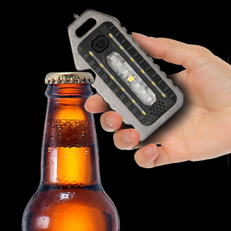 LED Small Flashlight 500Lumens Rechargeable Keychain Light Portable Pocket Light with Whistle Bottle Opener