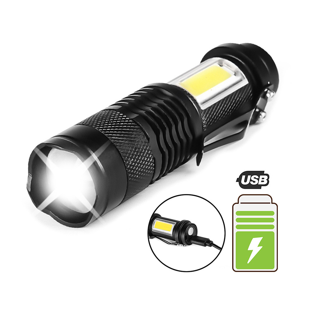 Portable Mini Penlight Rechargeable Led Flashlight COB Lamp 2000 Lumens Zoom Torch for Outdoor