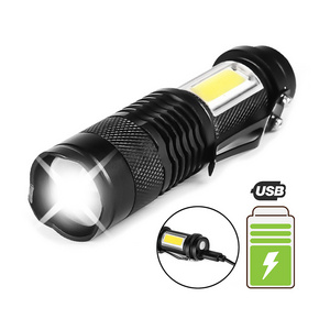 Portable Mini Penlight Rechargeable Led Flashlight COB Lamp 2000 Lumens Zoom Torch for Outdoor