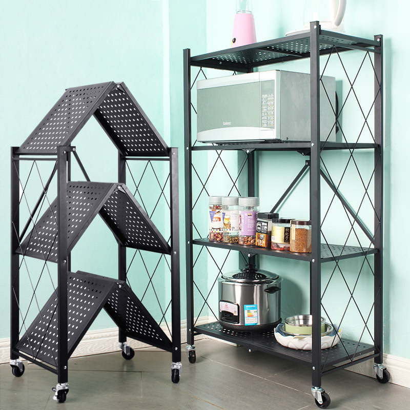 foldable metal rack kitchen free Installation storage shelf