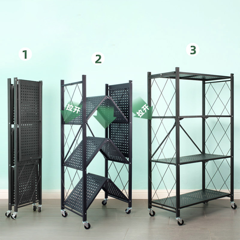 foldable metal rack kitchen free Installation storage shelf