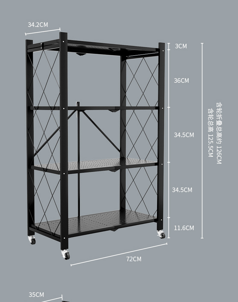 foldable metal rack kitchen storage shelves home free Installation storage shelf