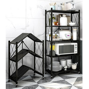 foldable metal rack kitchen storage shelves home free Installation storage shelf